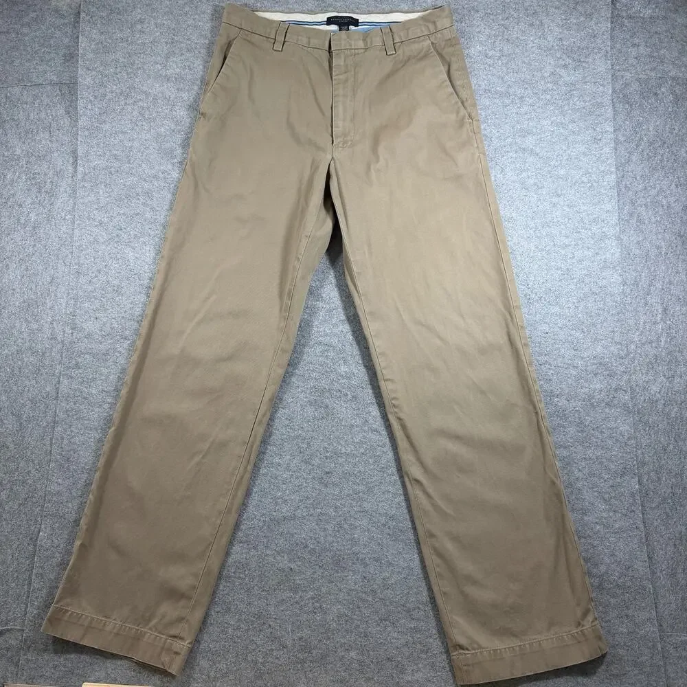 Banana Republic Dawson Pants Mens 31/32 Khaki Straight Leg 100% Cotton Chino